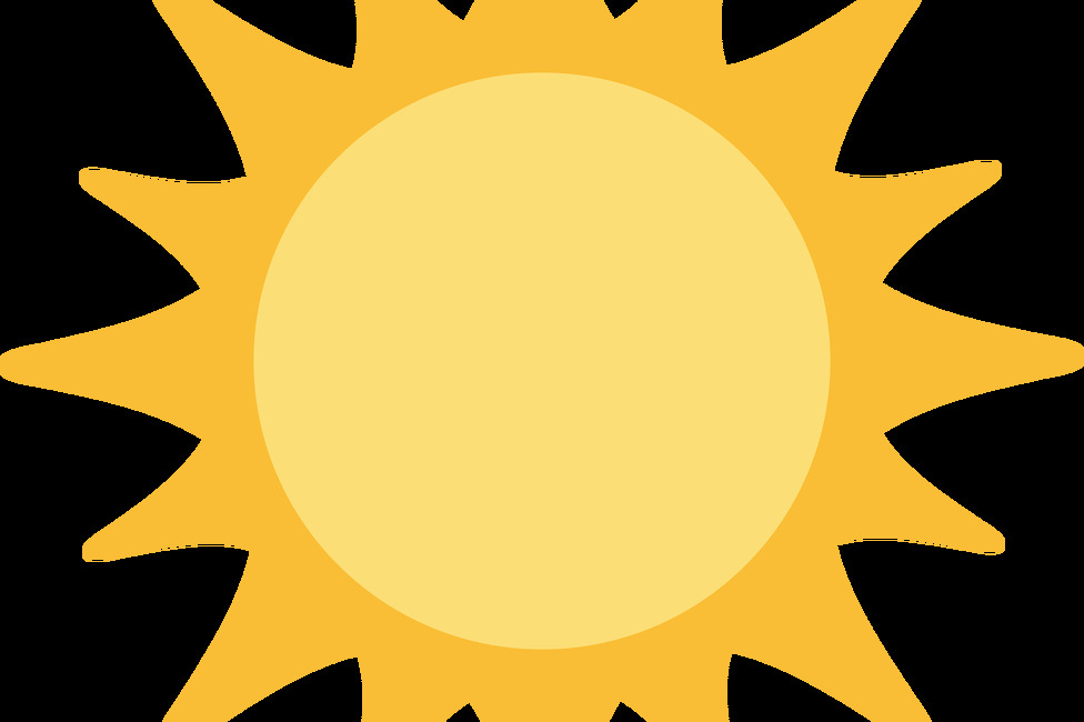 Sol tecknad gul som